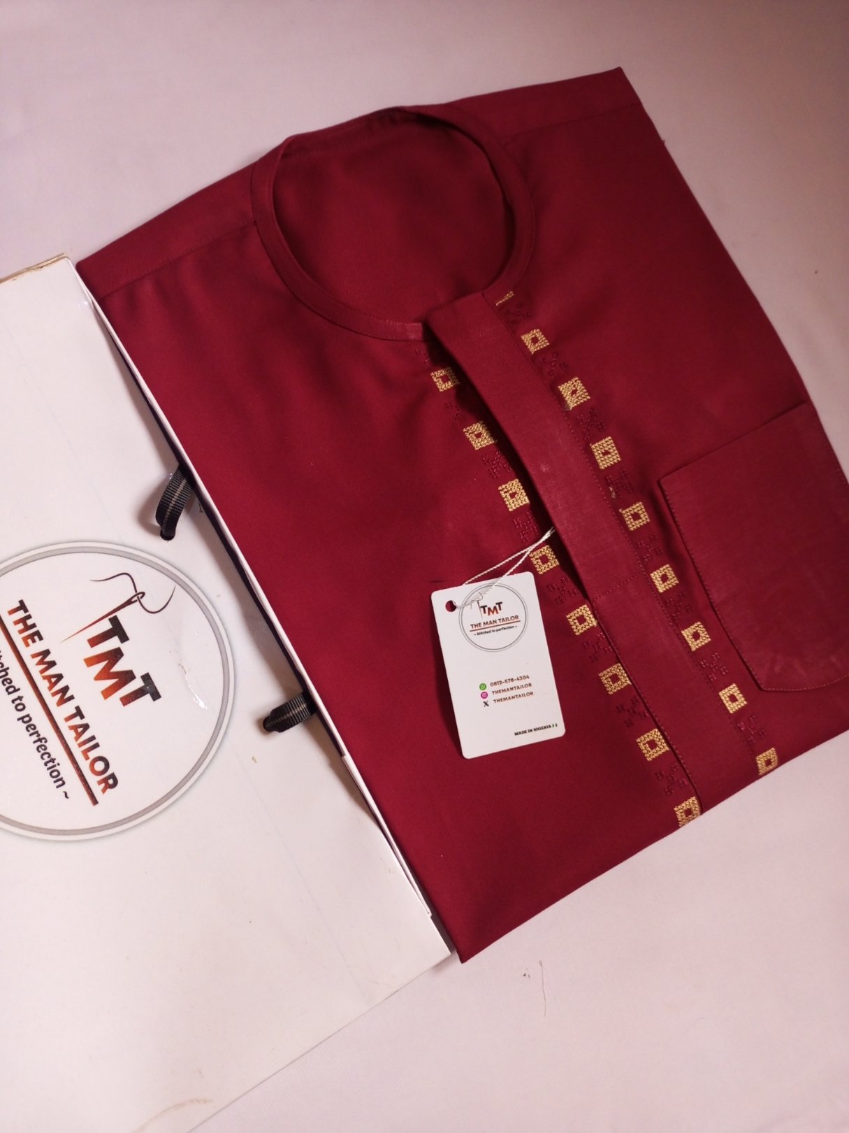 Wine monogrammed kaftan £20